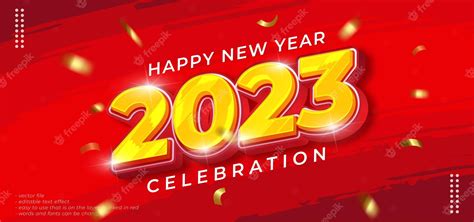 Premium Vector Happy New Year 2023 Text Fully Editable 3d Text Effect