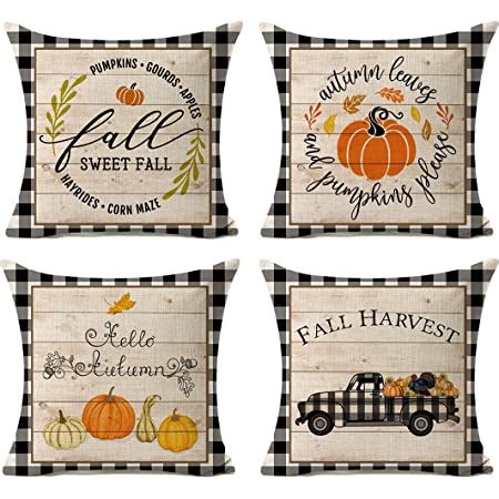 Amazon ZJHAI Fall Pillow Covers 18x18 Inch Set Of 4 Autumn