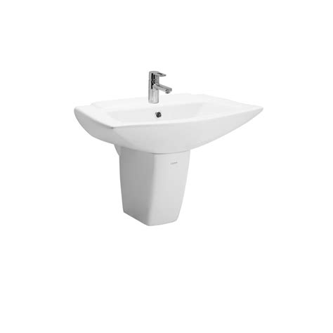 Hindware White Ceramic Integrated Pedestal Basins ID 21644593591