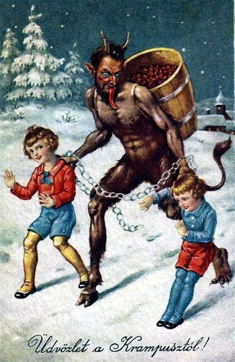 Vintage Krampus Christmas Seasons Greetings Holiday Yule Cards Etsy