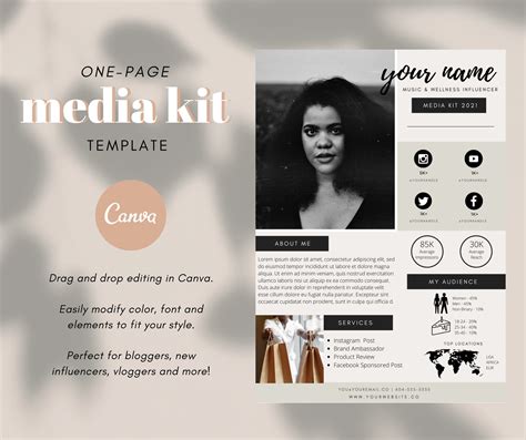 Influencer Media Kit Blogger Media Kit Media Press Kit Canva Template 1