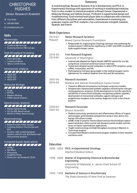 Research Scientist Resume Samples And Templates Visualcv