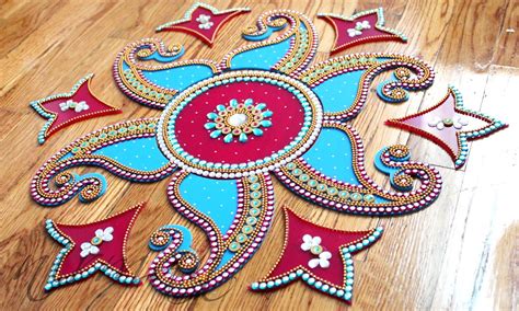 Amazon Blue And Pink Rangoli Kundan Bollywood Inspired Acrylic