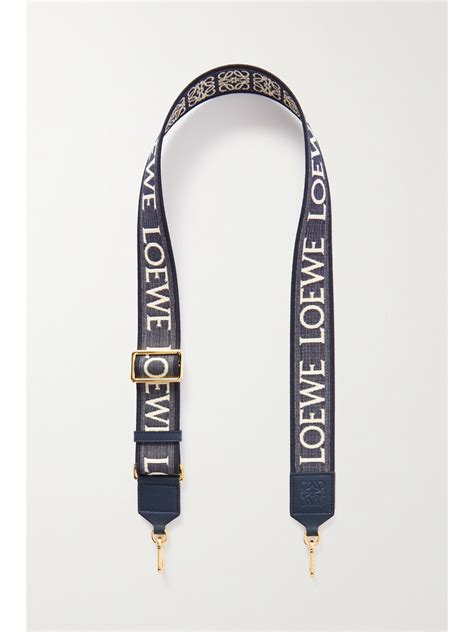 Loewe Anagram Leather Trimmed Canvas Jacquard Bag Strap In Blue Modesens