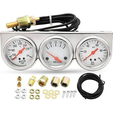 Amazon FFL Triple Gauge Kit Oil Volt Water Gauge Chrome Oil