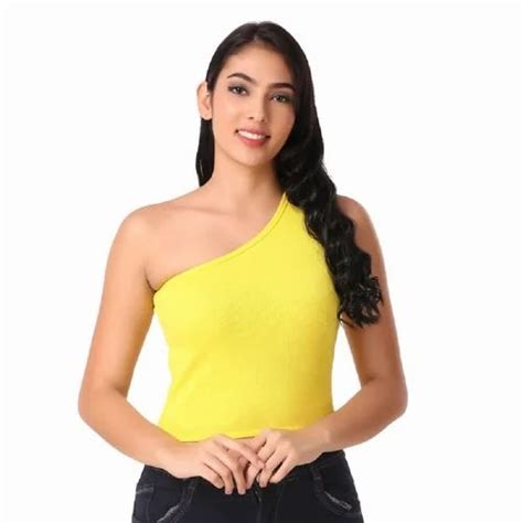 Plain Yellow One Sholder Crepe Top Sleeveless At Rs 245piece In New Delhi Id 26437698591