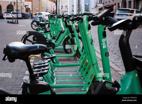 Tallinn Estonia April Bolt Electric Scooters Parked Green