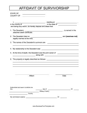 Affidavit Of Survivorship Template