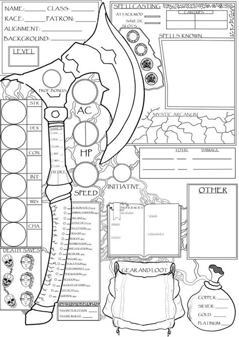 [OC][Art] My homemade Hexblade Warlock Character Sheet (5e) : DnD | Dnd character sheet, Rpg ...