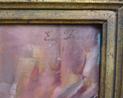 Eugène Prevost Messemin Nude Portrait Of Woman Oil Panel Early 20th