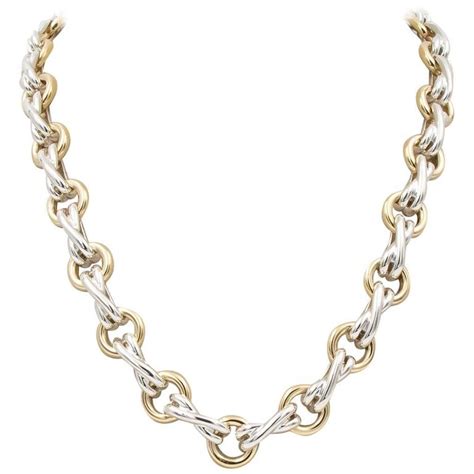 Tiffany And Co Paloma Picasso Xo Necklace 18 Karat Yellow Gold And Silver At 1stdibs Tiffany