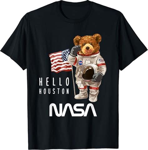 Amazon NASA 宇宙飛行士のテディベア ワームのロゴ Tシャツ Tシャツカットソー 通販