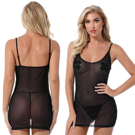 Sexy See Through Black Mesh Chemise Freeshipping French Daina