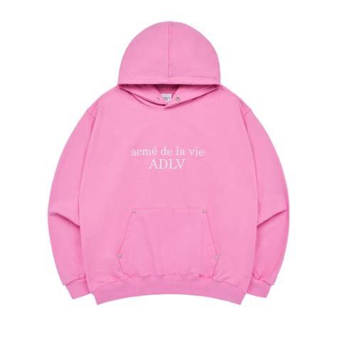 MUSINSA公式 acmé de la vie BASIC LOGO RIVET POINT HOODIE PINK