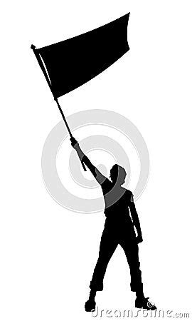 Man Holding A Flag, Vector Silhouette Royalty Free Stock Photography ...