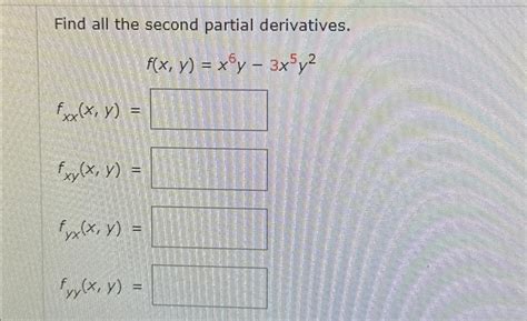 Solved Find All The Second Partial