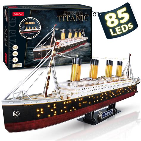 3D Puzzles For Adults LED Titanic Ship Model 266pcs Cruise Jigsaw Toys