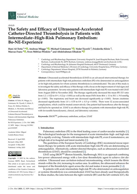 PDF The Safety And Efficacy Of Ultrasound Accelerated Catheter