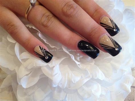 Eye Candy Nails And Training Black And Nude Freehand Nail Art With