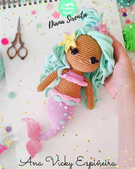 Diana Sirenita Patrón Amigurumi Lepompon