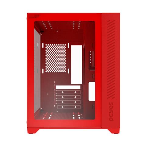 Gabinete Gamer Pcyes Forcefield Red Magma Mid Tower Frontal Lateral