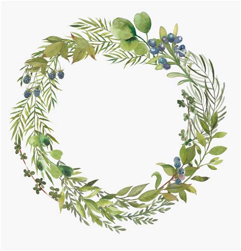 Transparent Leaf Wreath Png - Christmas Wreath Watercolor Png, Png Download - kindpng