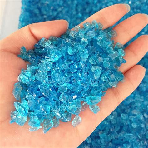 Jeejunye 2lb Crushed Blue Glass Chips Resin Art Decorative Diy Blue Broken Glass 3