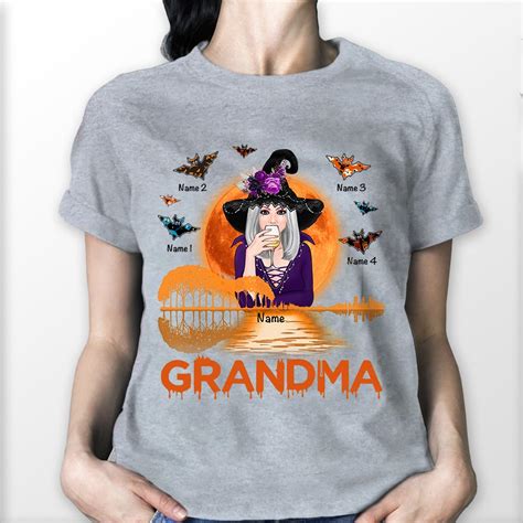 Grandma Witch The Moon In Halloween Personalized Shirt For Grandma Hn