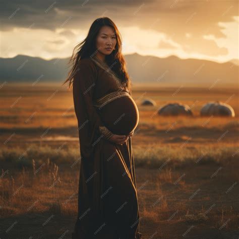 Premium Ai Image A Pregnant Mongolian Woman Cinematic Dramatic