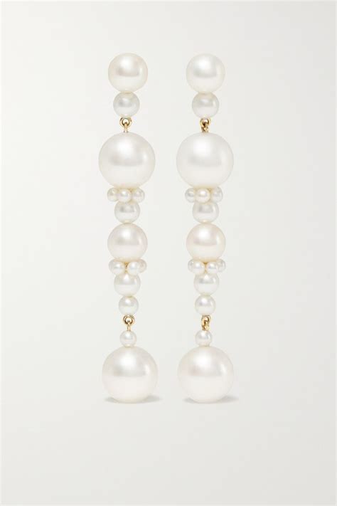 Sophie Bille Brahe Escalier De Perle Karat Gold Pearl Earrings