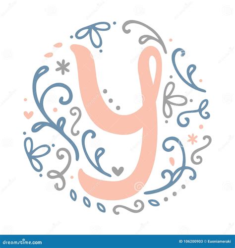 Feminine Monogram Design Y Letter Alphabet Art Nouveau Style