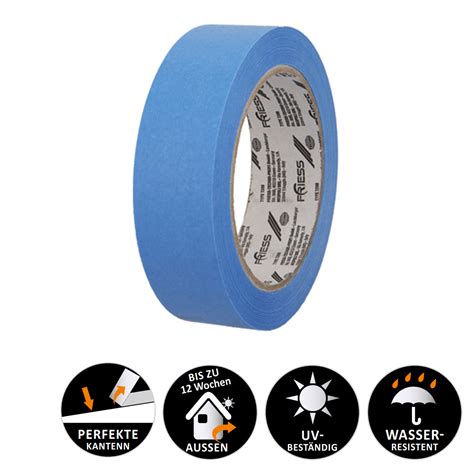 Friess Abdeckband Blau Washi Tape 50 M X 19 Mm 12 Wochen Außen 50