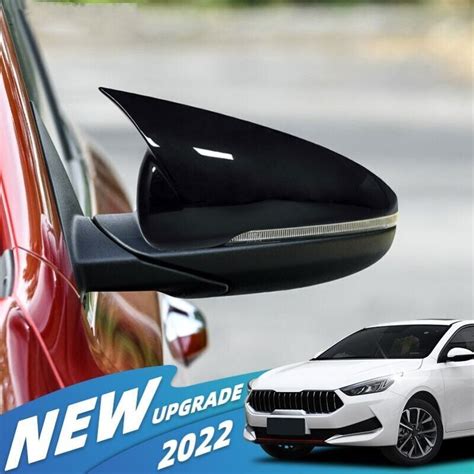 Gloss Black OX Horn Rear View Side Mirror Cover Trimd For Kia K3 Forte