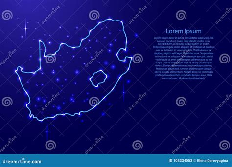 Map South Africa From The Contours Network Blue Luminous Space Stock