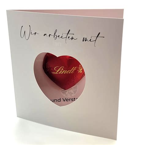 Gru Karte Klappkarte Mit Lindt Schoko Herz Individuell Mit Logo Bedrucken