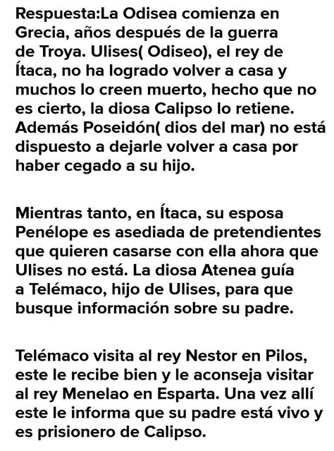 Plisss Ayudaaa Necesito Un Resumen Corto De La Odisea De Homero