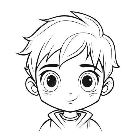 Cartoon Boy With His Face Drawn Outline Sketch Drawing Vector Drawing
