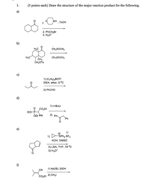 Solved Points Each Draw The Structure Of The Major Reaction