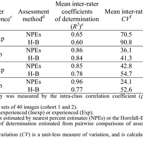 Inter Rater Reliability A Of Visual Assessments By Raters Assessing