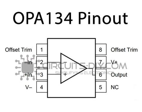 The Opa134 Pinout Circuit Is Shown In Black And White With An Arrow