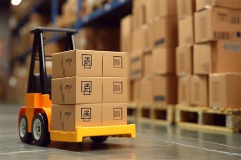 Premium Ai Image Efficient Storehouse Operations Cardboard Boxes