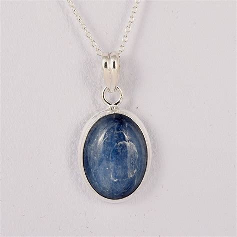 Genuine Kyanite Gemstone Necklace Pendant Sterling Silver Etsy