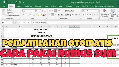 Cara Menghitung Penjumlahan Di Excel Cara Menggunakan Rumus Sum Youtube