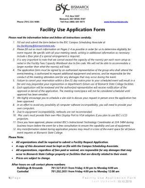 Fillable Online Facility Use Application Form Bismarckstate Edu Fax