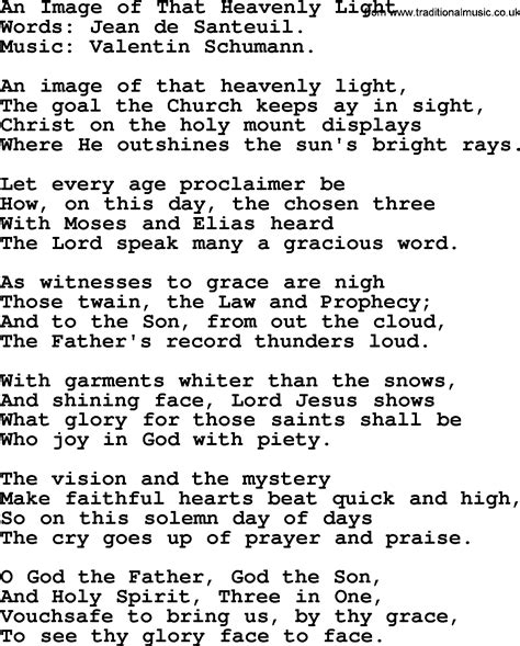 Hymns About The Trinity Title An Image Of That Heavenly Light