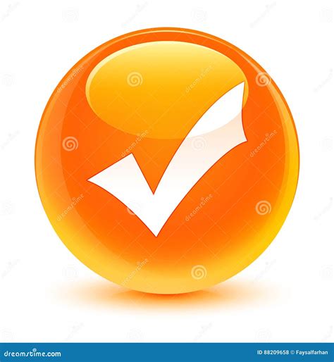 Validation Icon Glassy Orange Round Button Stock Illustration