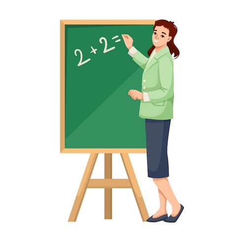 Premium Vector Teacher Writing On Chalkboard In Classroom Vector