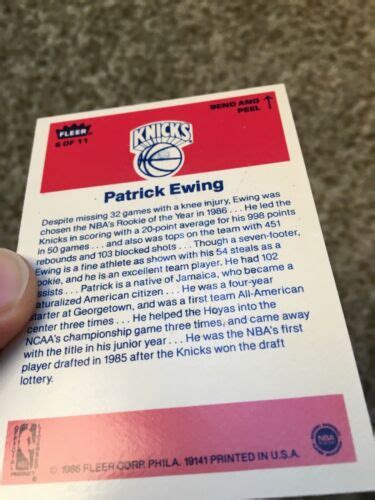 Mavin Fleer Sticker Patrick Ewing Rookie Rc