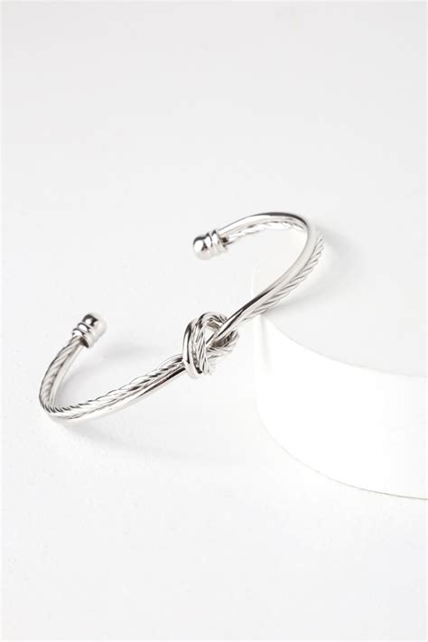 Sleek Silver Bracelet - Knot Bracelet - Cuff Bracelet - Lulus