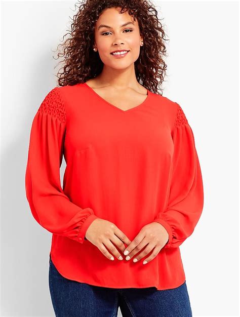 Smocked Sleeve Blouse Talbots Plus Size Blouses Blouses And Shirts Plus Size